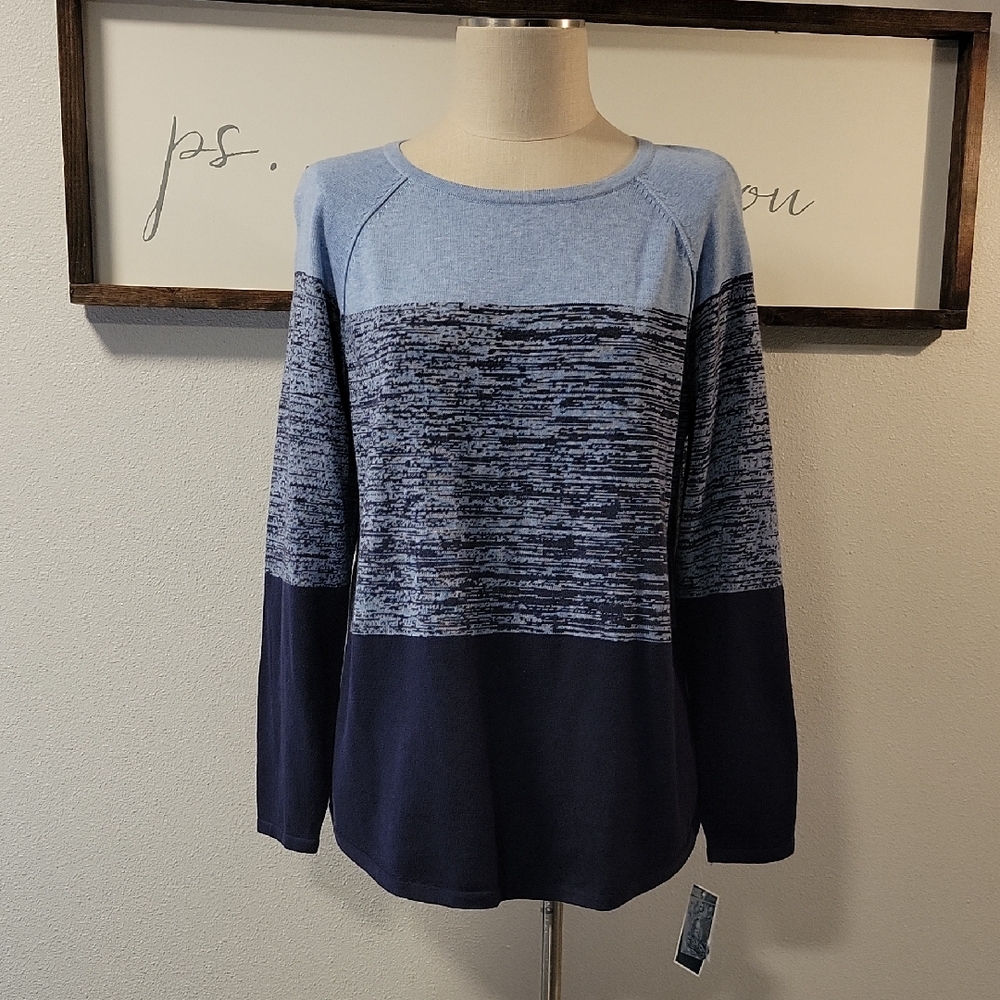 Karen Scott Blue Knit Sweater, NWT